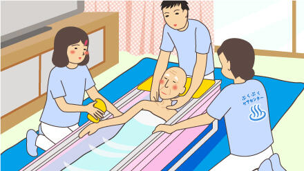 訪問介護入浴は介護職2人と看護師1人で利用者にサービスを提供