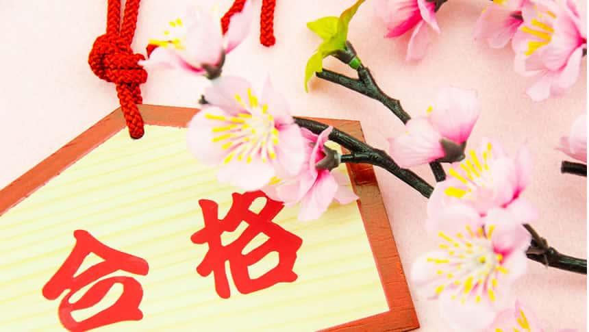 桜と合格の絵馬