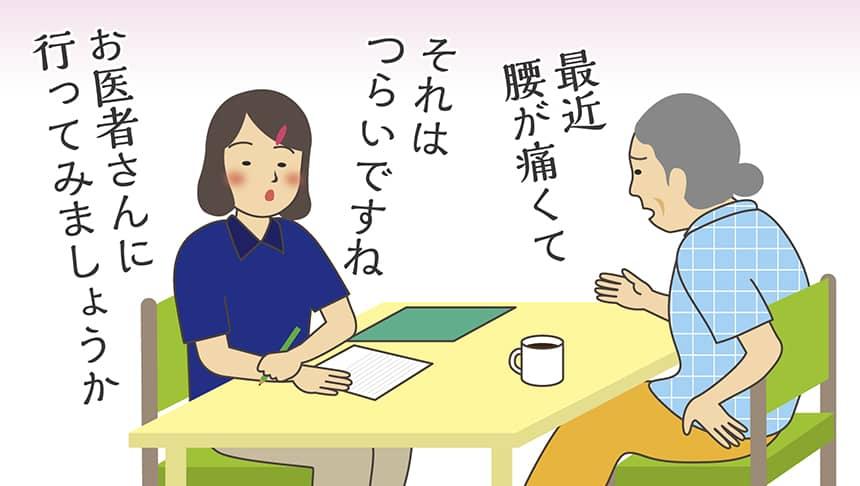 最近腰が痛くて。それはつらいですね。お医者さんに行ってみましょうか