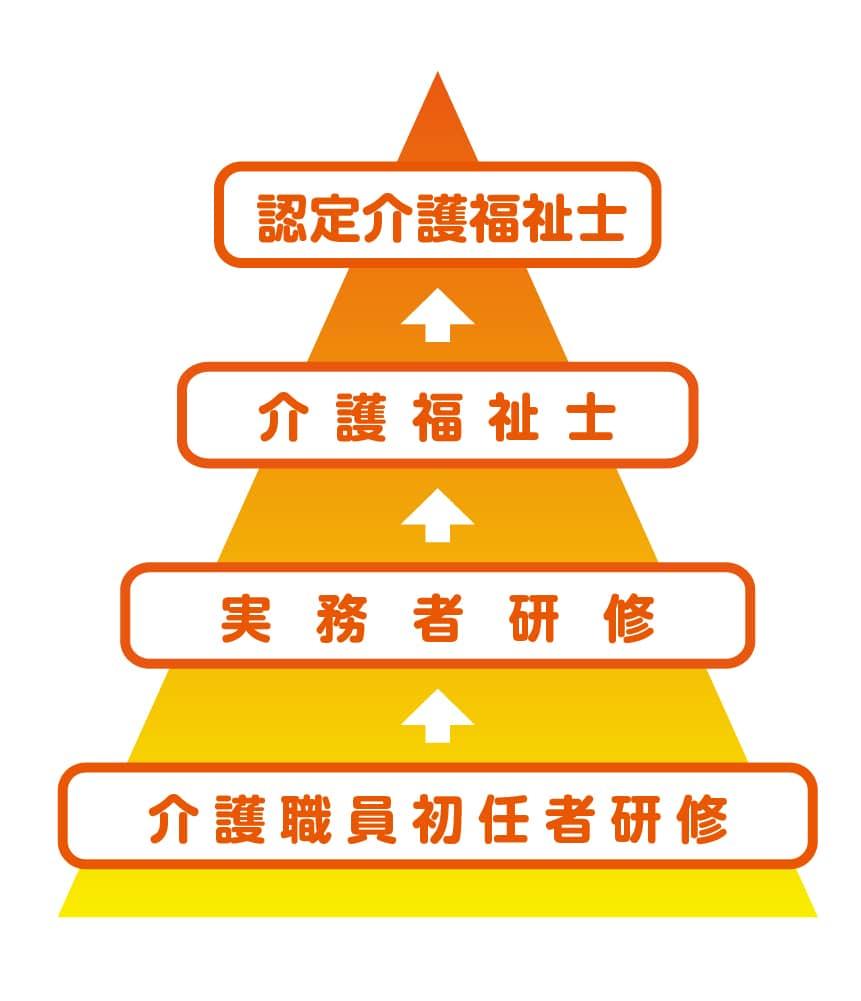 介護職員初任者研修を取得後のキャリアプラン「介護職員初任者研修」→「実務者研修」→「介護福祉士」→認定介護福祉士」