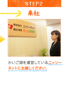 STEP2来社かいご畑を運営しているニッソーネットにお越しください。